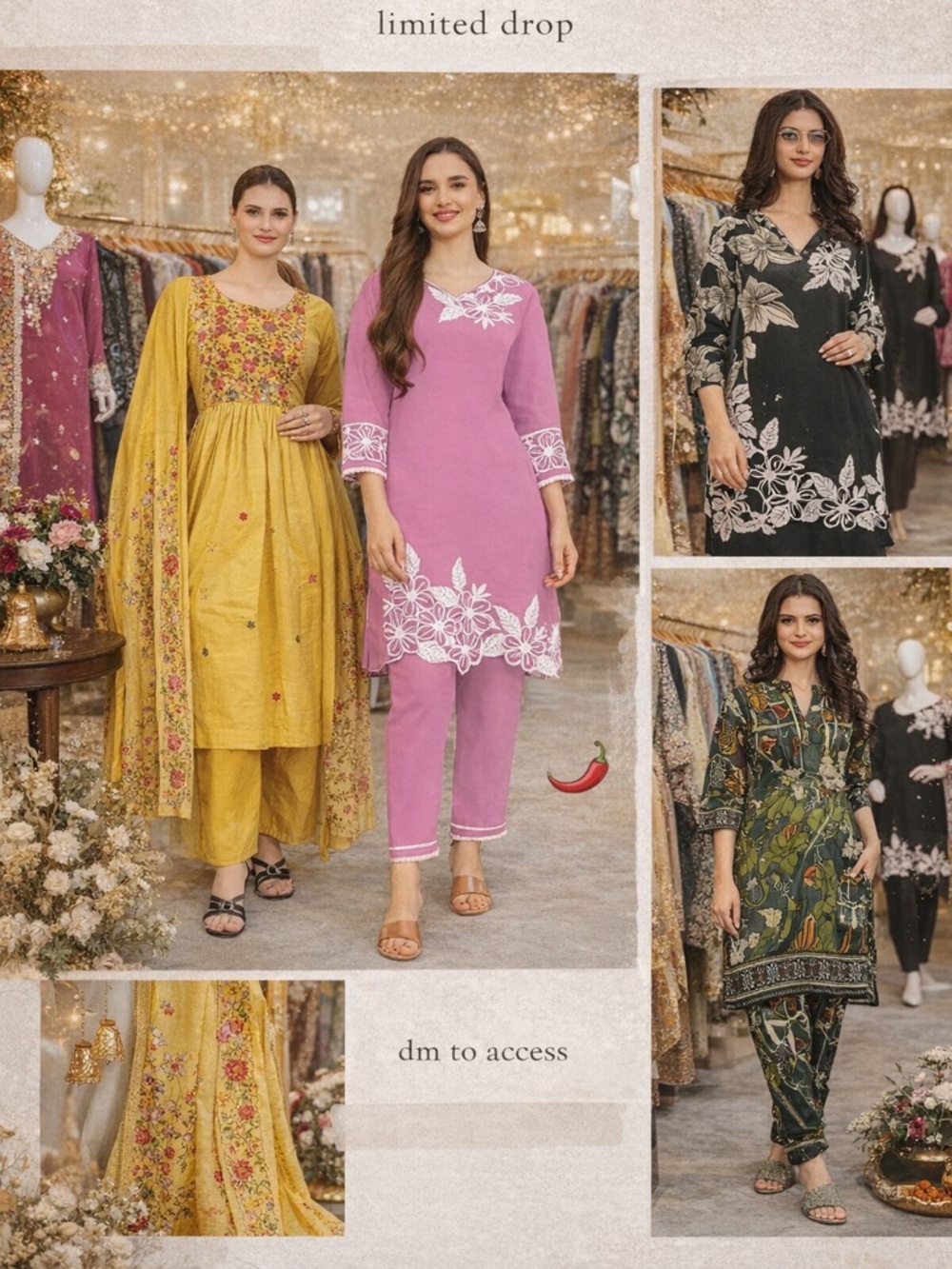 Pink Embroidered Kurta Bottom Set - Elegant Women's Two-Piece